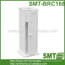 White Wooden Bathroom Toilet Paper Roll Holder / Floor Standing Storage Cabinet